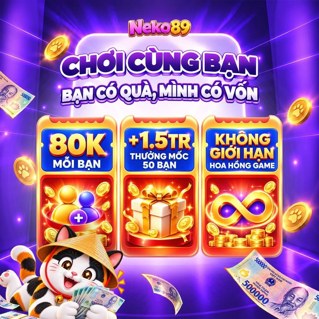Banner sự kiện: Chơi cùng bạn: 80K mỗi bạn, +1.5TR mốc 50 bạn, hoa hồng game không giới hạn