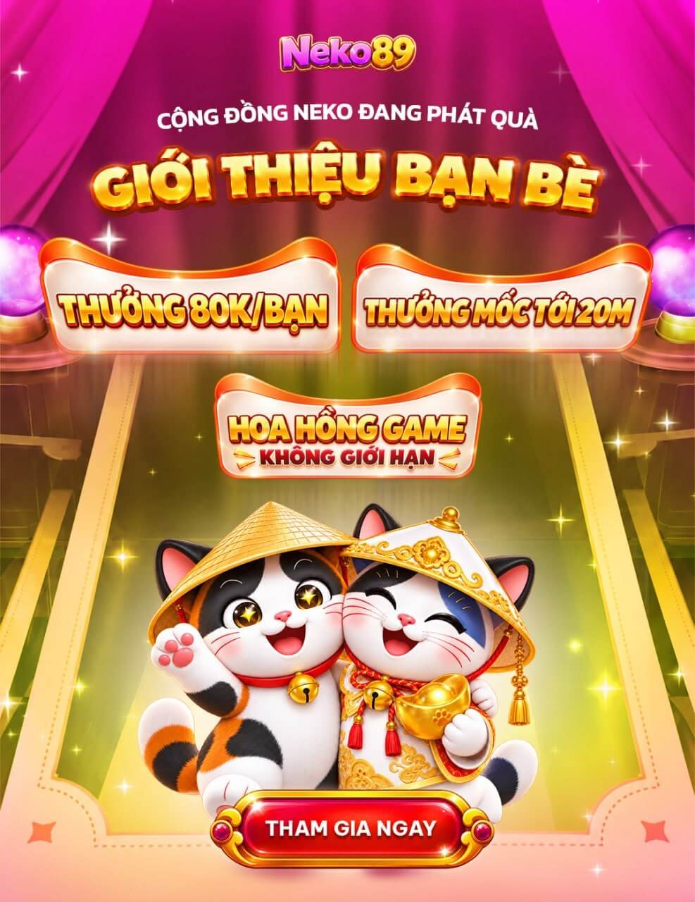 Banner sự kiện: Giới thiệu bạn bè: 80K/bạn, thưởng mốc tới 20M, hoa hồng không giới hạn